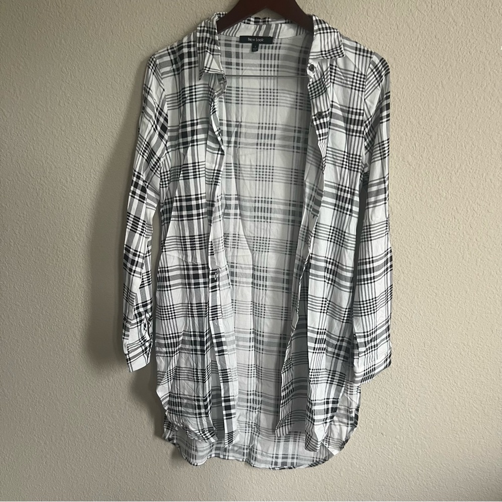 Checkered Black And White Button Up